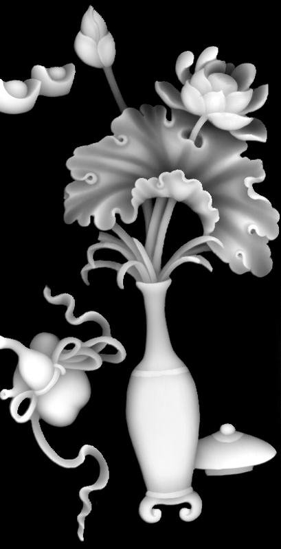 Vase with Flowers Grayscale Decorative BMP File