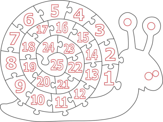 Wooden Number Snail Puzzle Free Vector