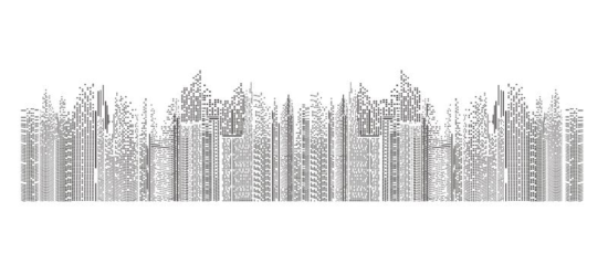 Seamless Cityscape Building Line Art Free Vector