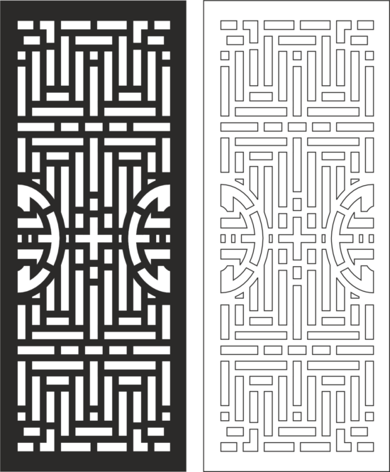 Carved Wood Partition Design vector Free Vector