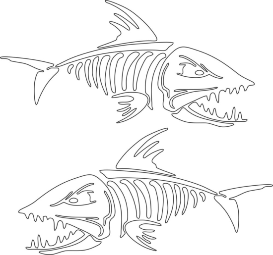 Fish Skeleton Vector Art Free Vector