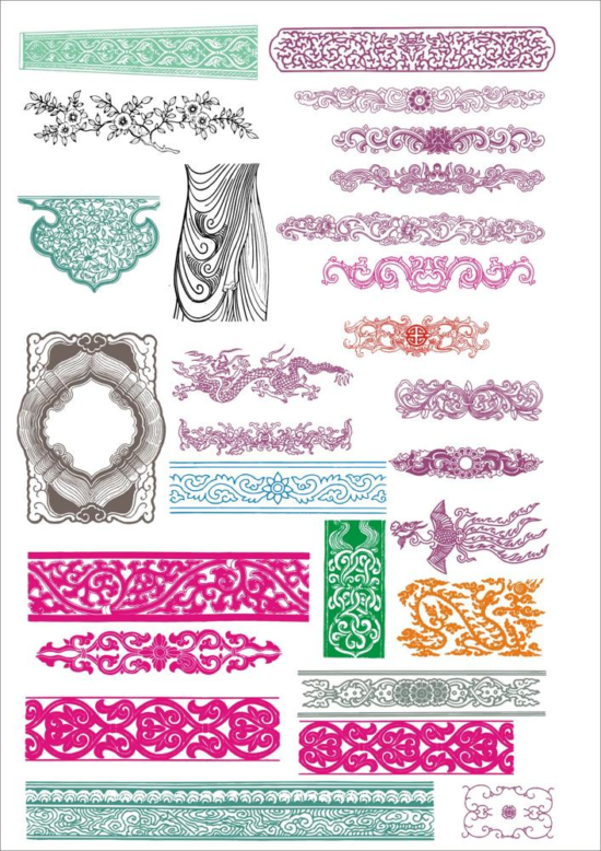 Classical pattern vector set Free Vector