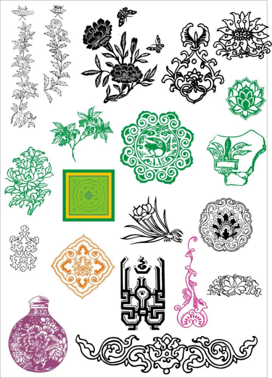 Chinese ancient pattern vectors Free Vector