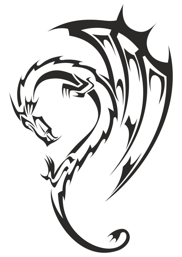 Dragon Tribal Tattoo Vector Free Vector - FilesCnc.com