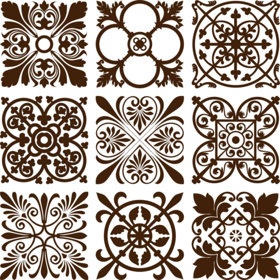 Retro floral ornaments vector set Free Vector