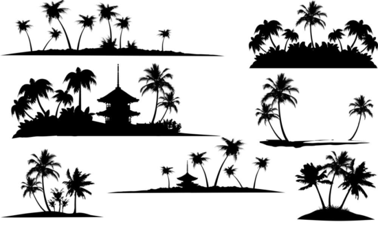 Tropical Islands Silhouette Vector Free Vector