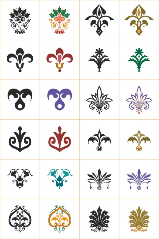 Floral Vector Ornaments Set Free Vector